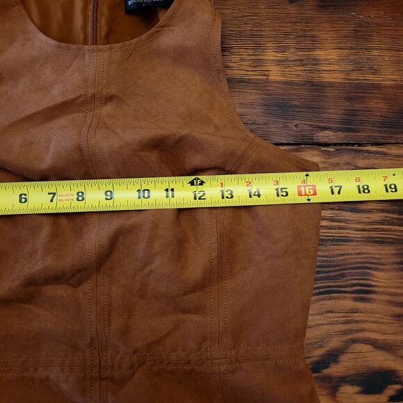 Banana Republic Faux Brown Suede Leather Dress Sz 2 - Picture 5 of 5